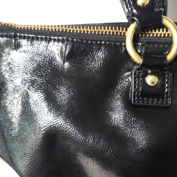 Coach F-20004 Daisy Liquid Gloss Black Patent Leather Shoulder Bag Tote Purse - Picture 14 of 16
